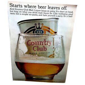 1966 Country Club Malt Liquor Ad Vintage Beer Bar Advertising Print